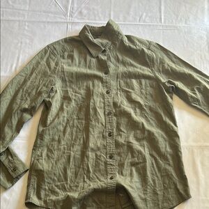 Eddie Bauer Green Button Down Shirt with Textured Fabric